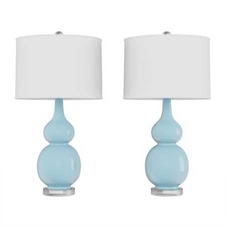 Hastings Home Hastings Home Gourd Ceramic LED Table Lamp Set, Blue 242443ADN